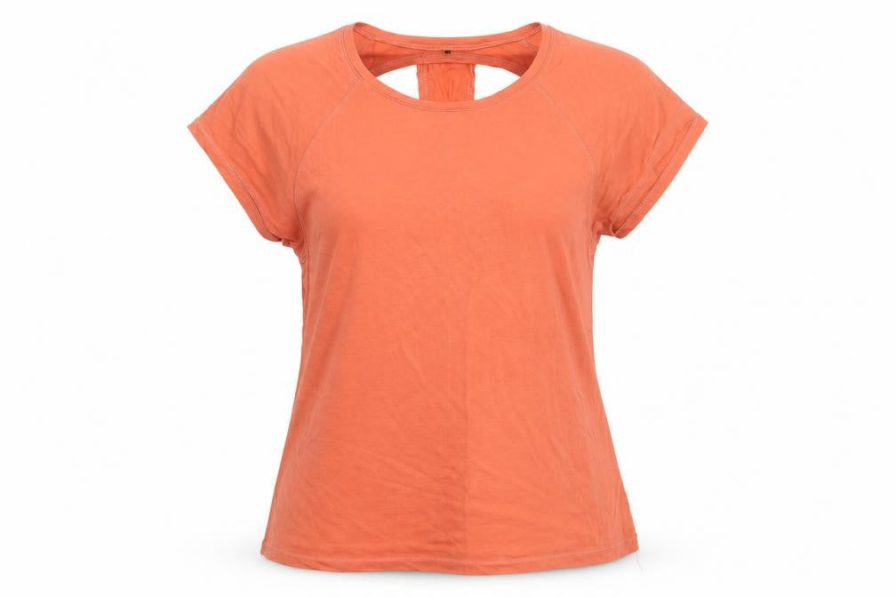 Workour Womens Orange  Jersey Basic T-Shirt Size 12  - Cut out back