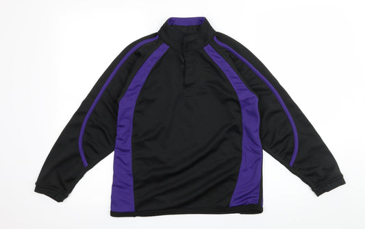 AKOA Womens Black Striped Jersey Pullover Sweatshirt Size XS
