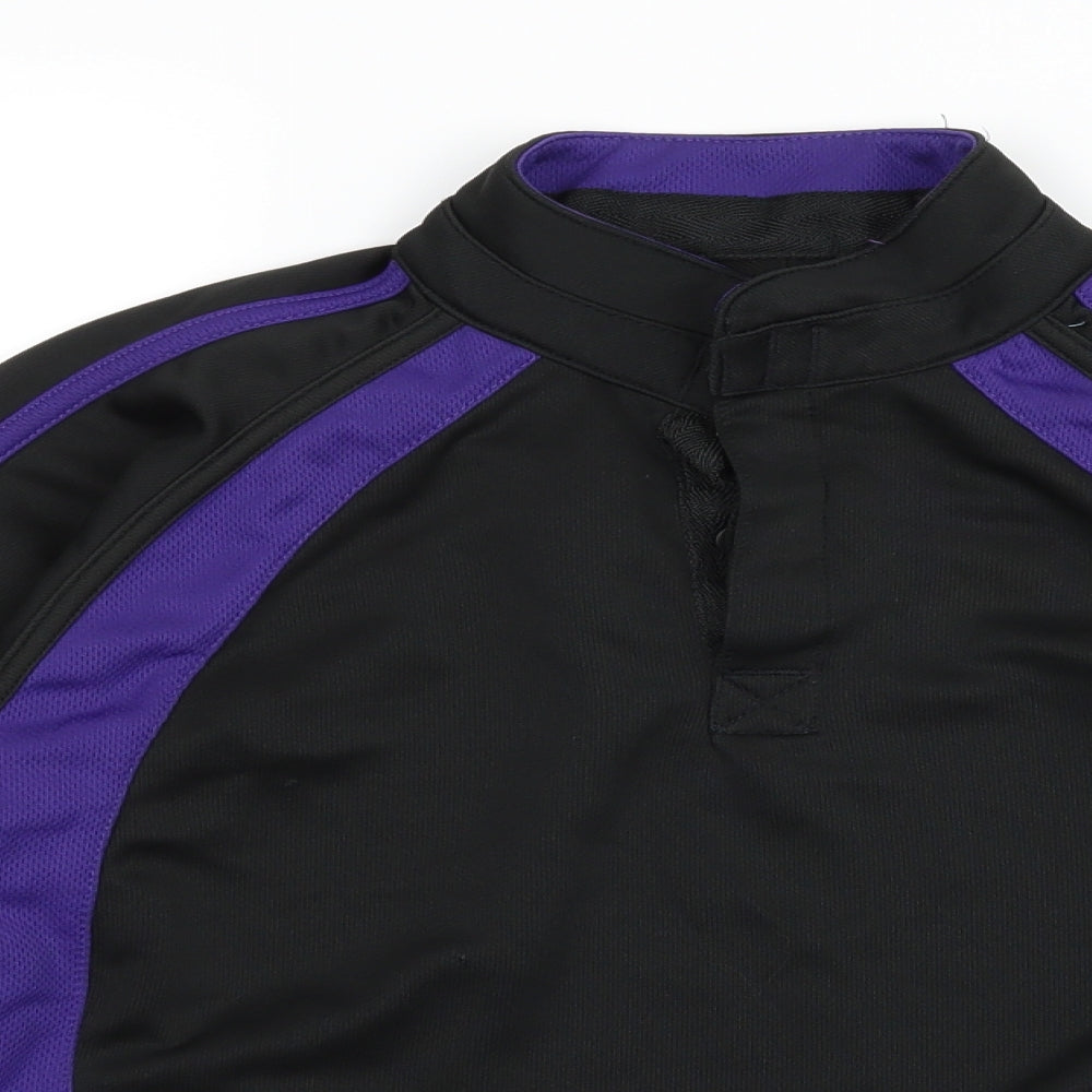AKOA Womens Black Striped Jersey Pullover Sweatshirt Size XS