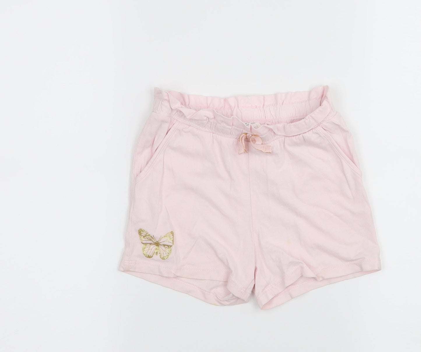 H&M Girls Pink  Jersey Paperbag Shorts Size 5-6 Years - Butterfly