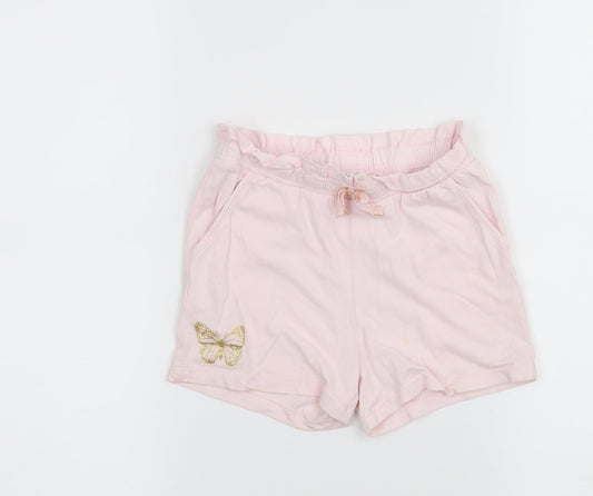 H&M Girls Pink  Jersey Paperbag Shorts Size 5-6 Years - Butterfly