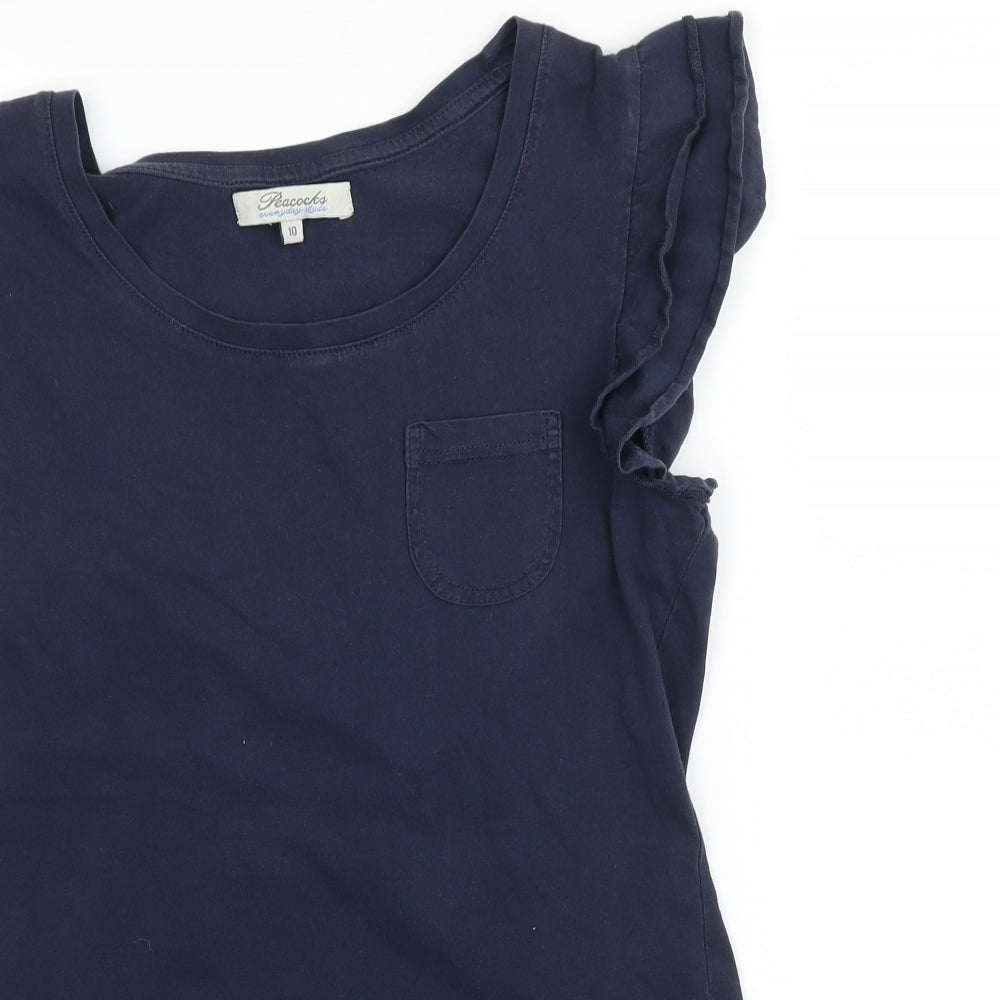 Peacocks Womens Blue  Jersey Basic T-Shirt Size 10