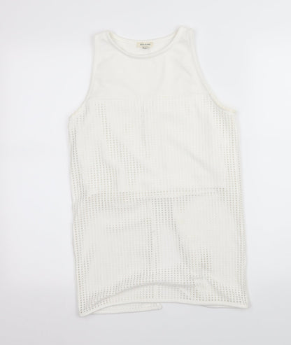 Preloved River Island Womens White   Basic Tank Size 10  - Open back - Front