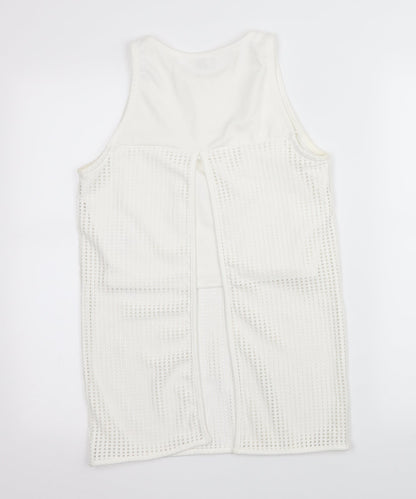 Preloved River Island Womens White   Basic Tank Size 10  - Open back - Back