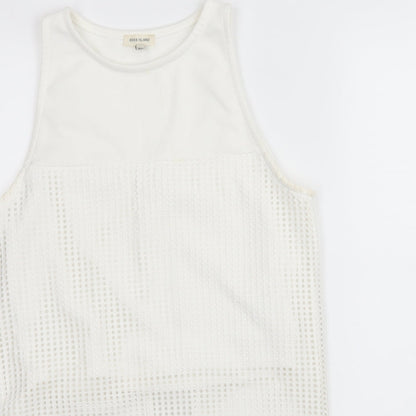 Preloved River Island Womens White   Basic Tank Size 10  - Open back - Detail
