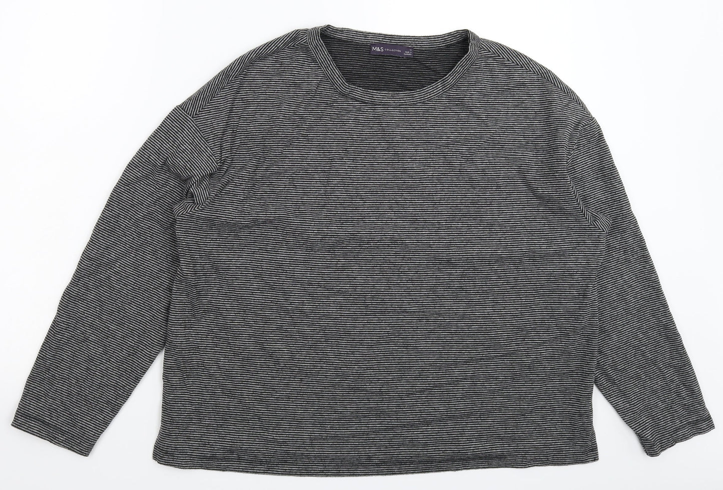 Marks and Spencer Womens Grey Striped  Pullover Jumper Size 16