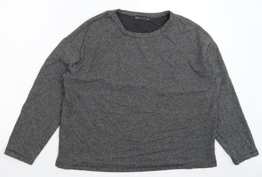Marks and Spencer Womens Grey Striped  Pullover Jumper Size 16