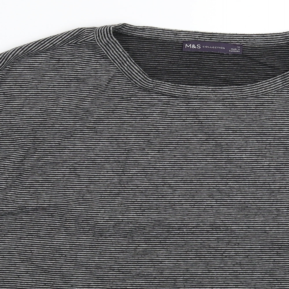 Marks and Spencer Womens Grey Striped  Pullover Jumper Size 16