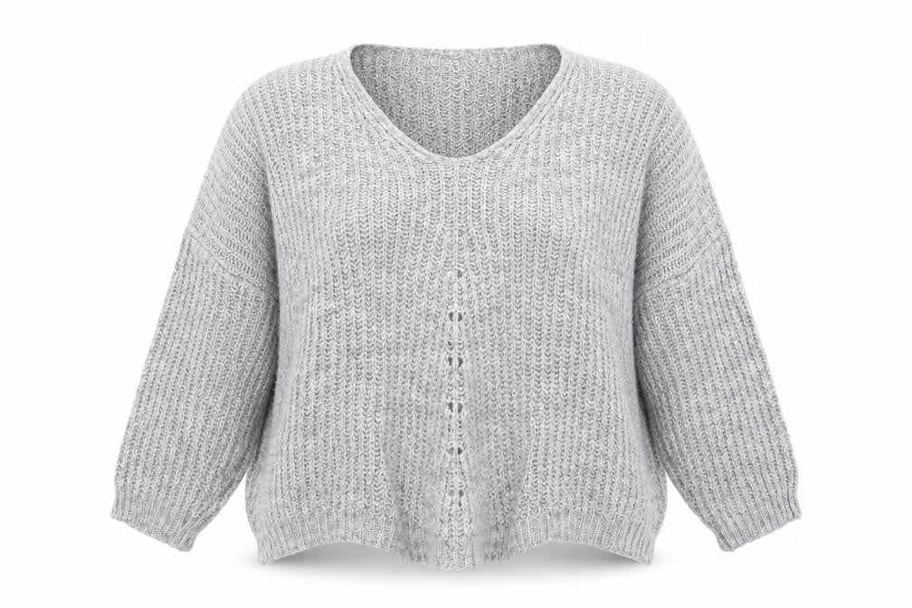 Yida Womens Grey  Knit Pullover Jumper Size M
