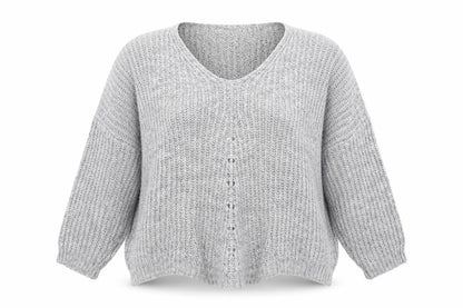 Yida Womens Grey  Knit Pullover Jumper Size M