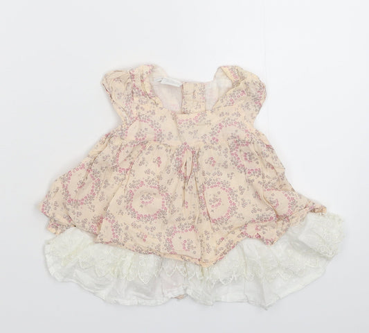 Rockabye-Baby Girls Beige Floral  Shirt Dress  Size 3-6 Months
