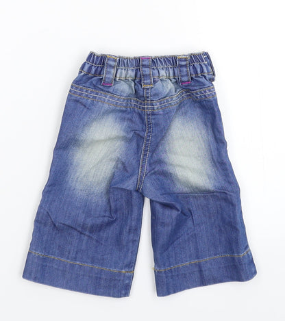 Preloved NEXT Girls Blue  Denim Capri Jeans Size 3-6 Months - Back