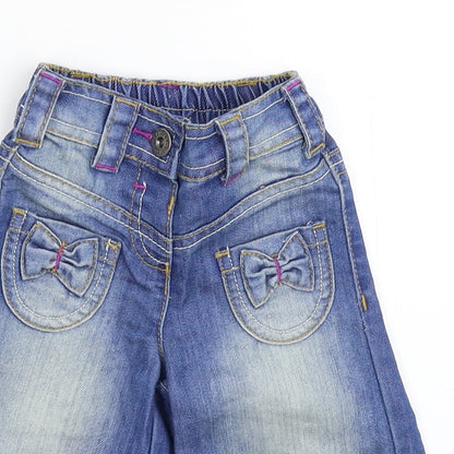 Preloved NEXT Girls Blue  Denim Capri Jeans Size 3-6 Months - Detail