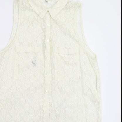 River Island Womens White   Basic Button-Up Size 12  - Oversized