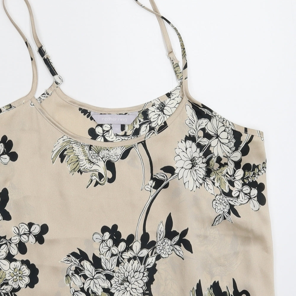 Red Herring Womens Grey Floral Satin Basic Tank Size 12