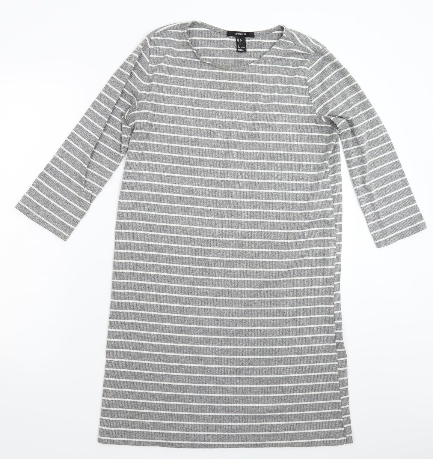 FOREVER 21 Womens Grey Striped  Jumper Dress  Size L