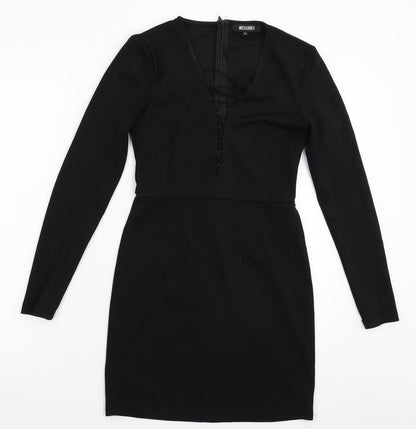 Front view of Missguided women’s black mini, size UK 8