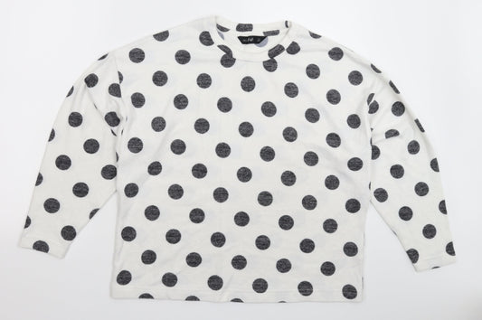 F&F Womens White Polka Dot Knit Pullover Jumper Size 12