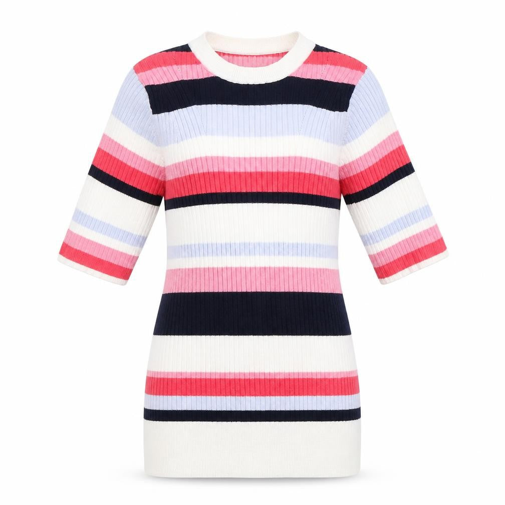 Marks & Spencer Womens White Striped Knit Pullover Jumper Size 8
