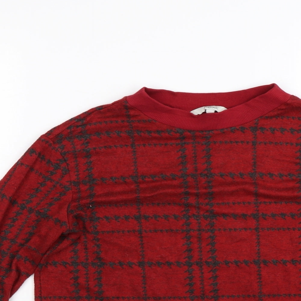 NEXT Womens Red Check  Pullover Sweatshirt Size 6
