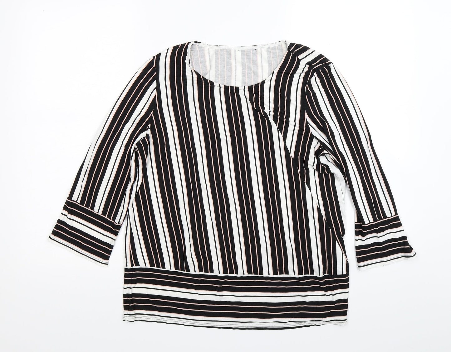 Preworn Womens White Striped  Tunic T-Shirt Size 14
