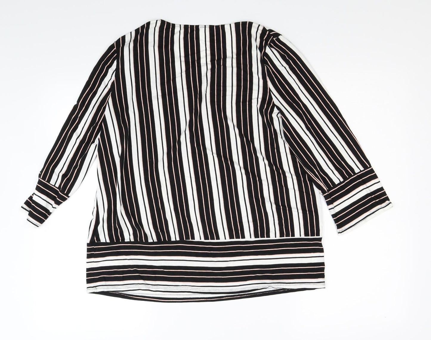 Preworn Womens White Striped  Tunic T-Shirt Size 14