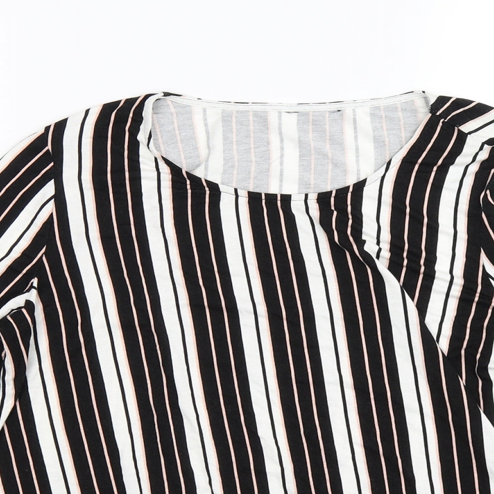 Preworn Womens White Striped  Tunic T-Shirt Size 14