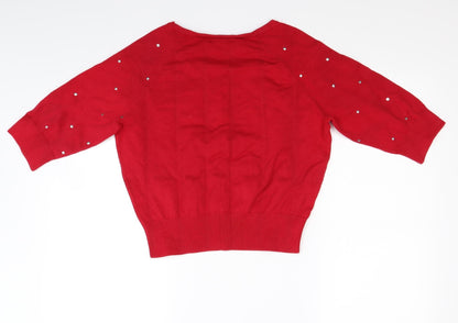 Preloved Be Beau Womens Red  Knit Pullover Jumper Size S - Back