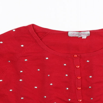 Preloved Be Beau Womens Red  Knit Pullover Jumper Size S - Detail