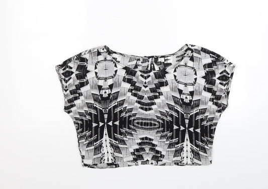 Divided Womens Black   Cropped Blouse Size 8