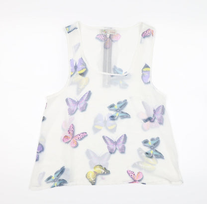 Cameo Rose Womens White Basic Tank Size 8 - Butterflies