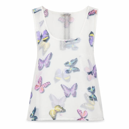 Cameo Rose Womens White   Basic Tank Size 8  - Butterflies