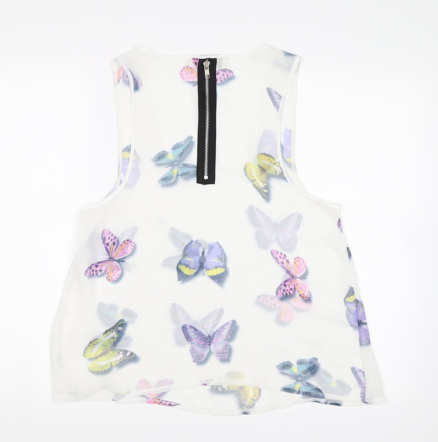 Cameo Rose Womens White   Basic Tank Size 8  - Butterflies