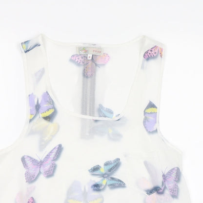 Cameo Rose Womens White Basic Tank Size 8 - Butterflies