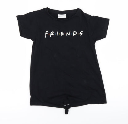 Preloved Pep&Co Girls Black   Basic T-Shirt Size 6-7 Years  - Friends - Front