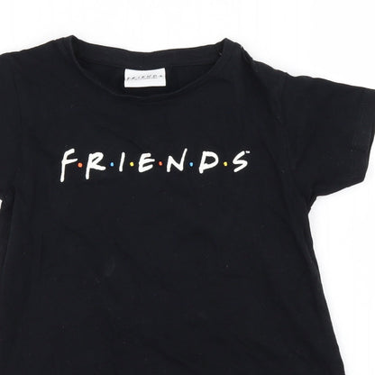Preloved Pep&Co Girls Black   Basic T-Shirt Size 6-7 Years  - Friends - Detail