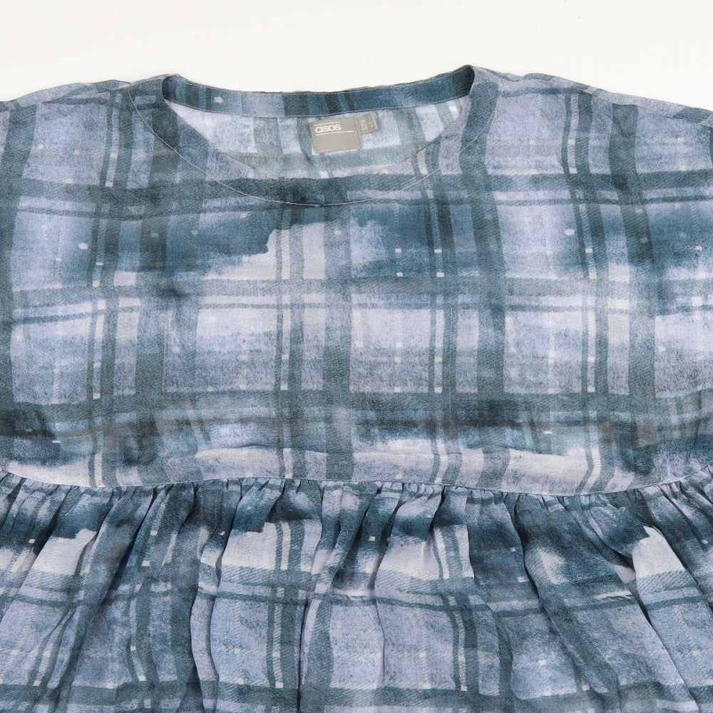 ASOS Womens Blue Plaid  Shift  Size 12