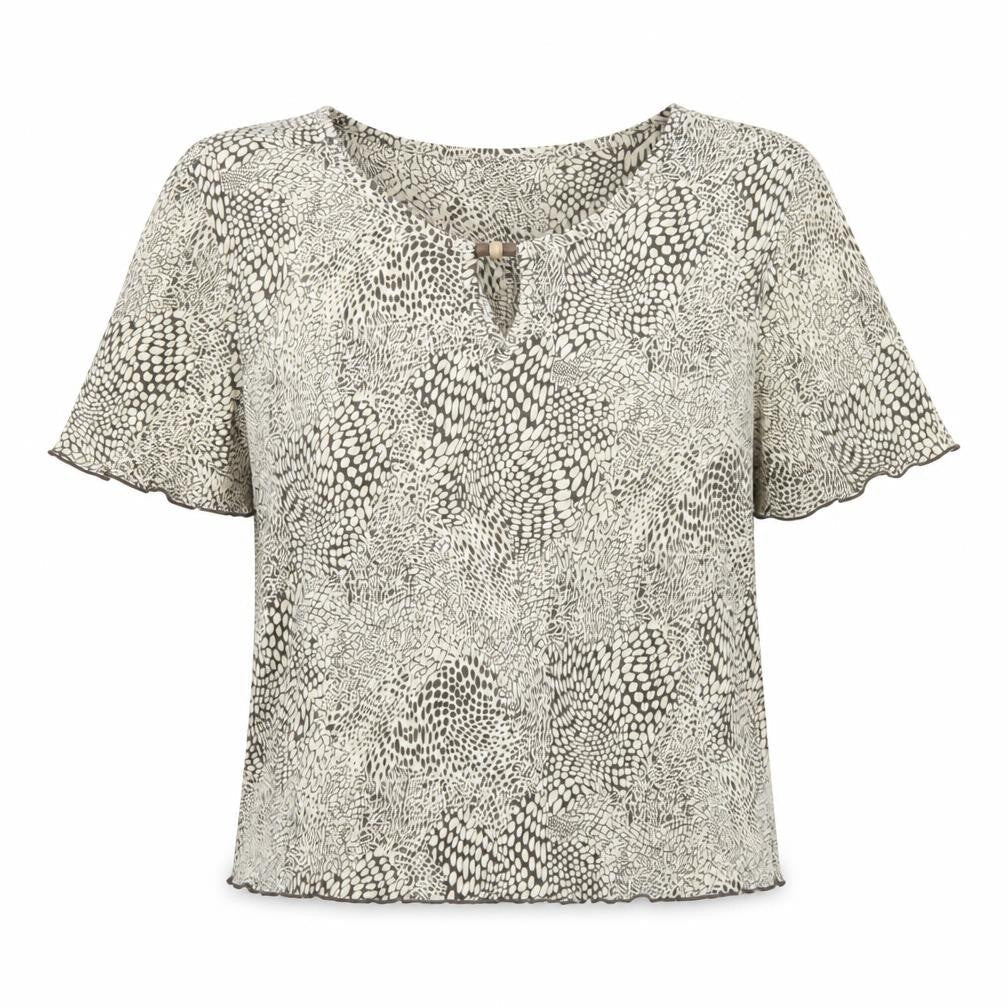 Roman Womens Ivory Animal Print  Basic Blouse Size M