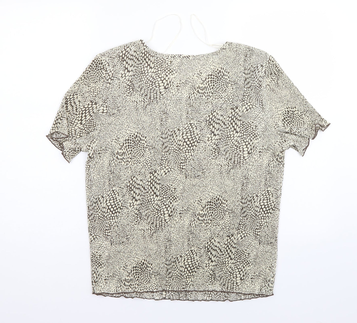 Roman Womens Ivory Animal Print  Basic Blouse Size M