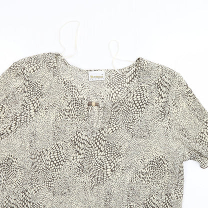 Roman Womens Ivory Animal Print  Basic Blouse Size M