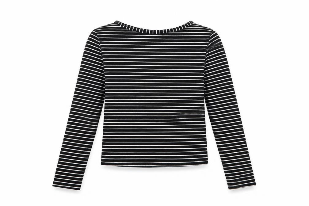 YD Girls Black Striped  Pullover Jumper Size 9-10 Years