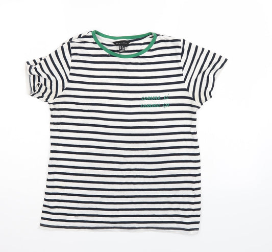 New Look Womens Multicoloured Striped  Basic T-Shirt Size 8