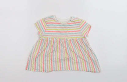 Additional front view of F&F girls’ multicoloured striped t-shirt dress, size 12-18, months