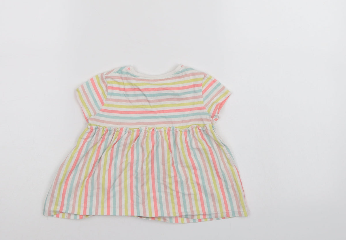 Back view of F&F girls’ multicoloured striped t-shirt dress, size 12-18, months