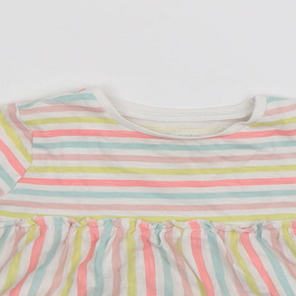 Close-up detail of F&F girls’ multicoloured striped t-shirt dress, size 12-18, months