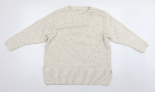 George Womens White Argyle/Diamond  Pullover Jumper Size L