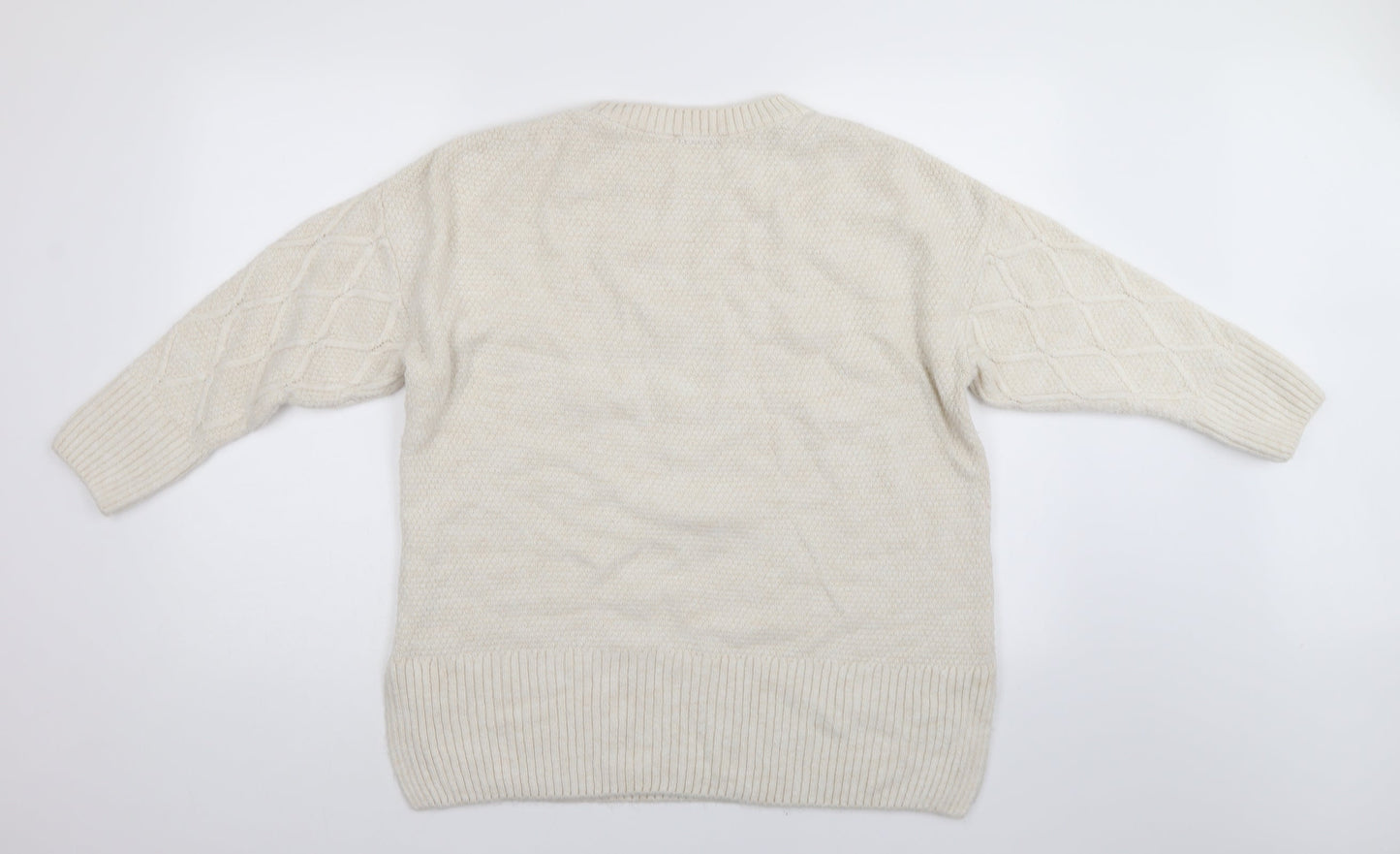 George Womens White Argyle/Diamond  Pullover Jumper Size L