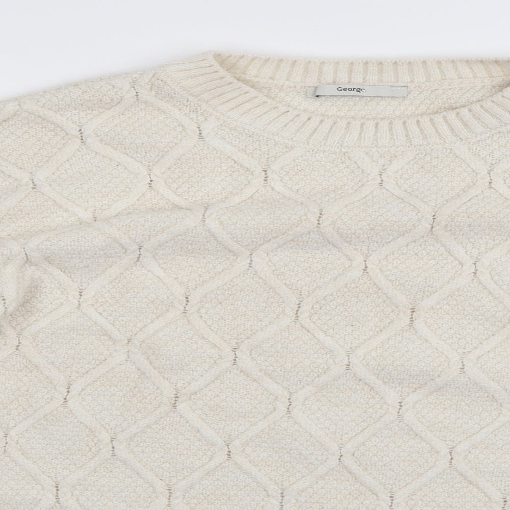 George Womens White Argyle/Diamond  Pullover Jumper Size L