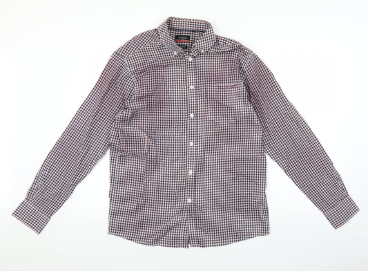 PIERE CANDIN Mens Red Check   Button-Up Size M