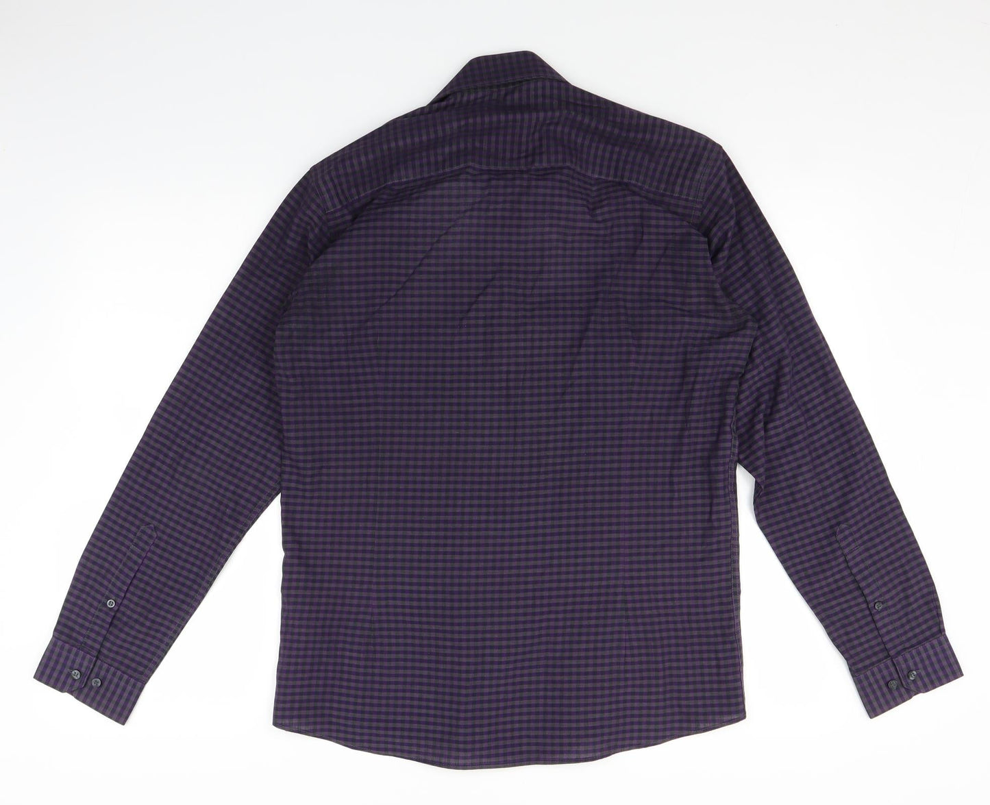 Cedar Wood State Mens Purple Check   Button-Up Size 15.5